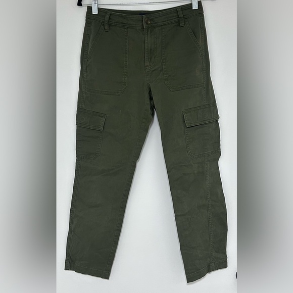 J. Crew Olive Green Straight Leg Cargo Ankle Pants Size 2 - Picture 1 of 6